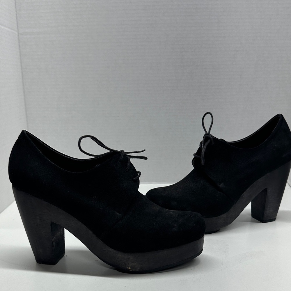 Rachel Comey Whistler Heeled Oxfords Chunky Wooden Heel Lace Up Platform Shoes 8